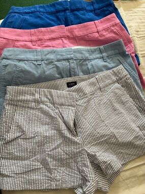 J. Crew Mixed Pack of Women's Shorts in Blue, Pink, Light Blue and White Stripe